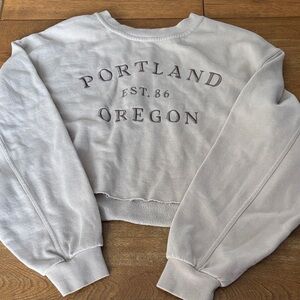 Garage Light Gray Portland Graphic Cropped Sweatshirt
